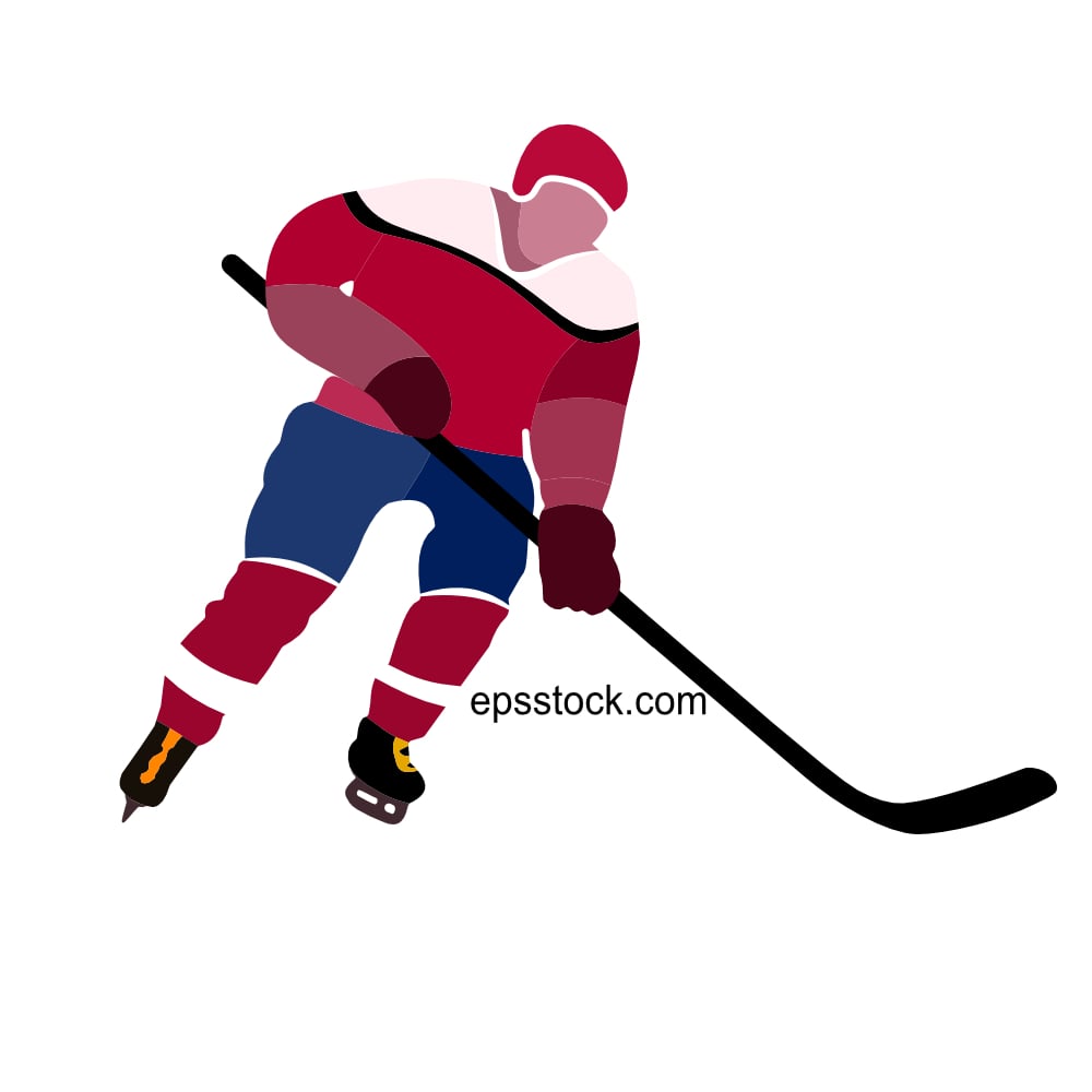 hockey player, flat color vector illustration
