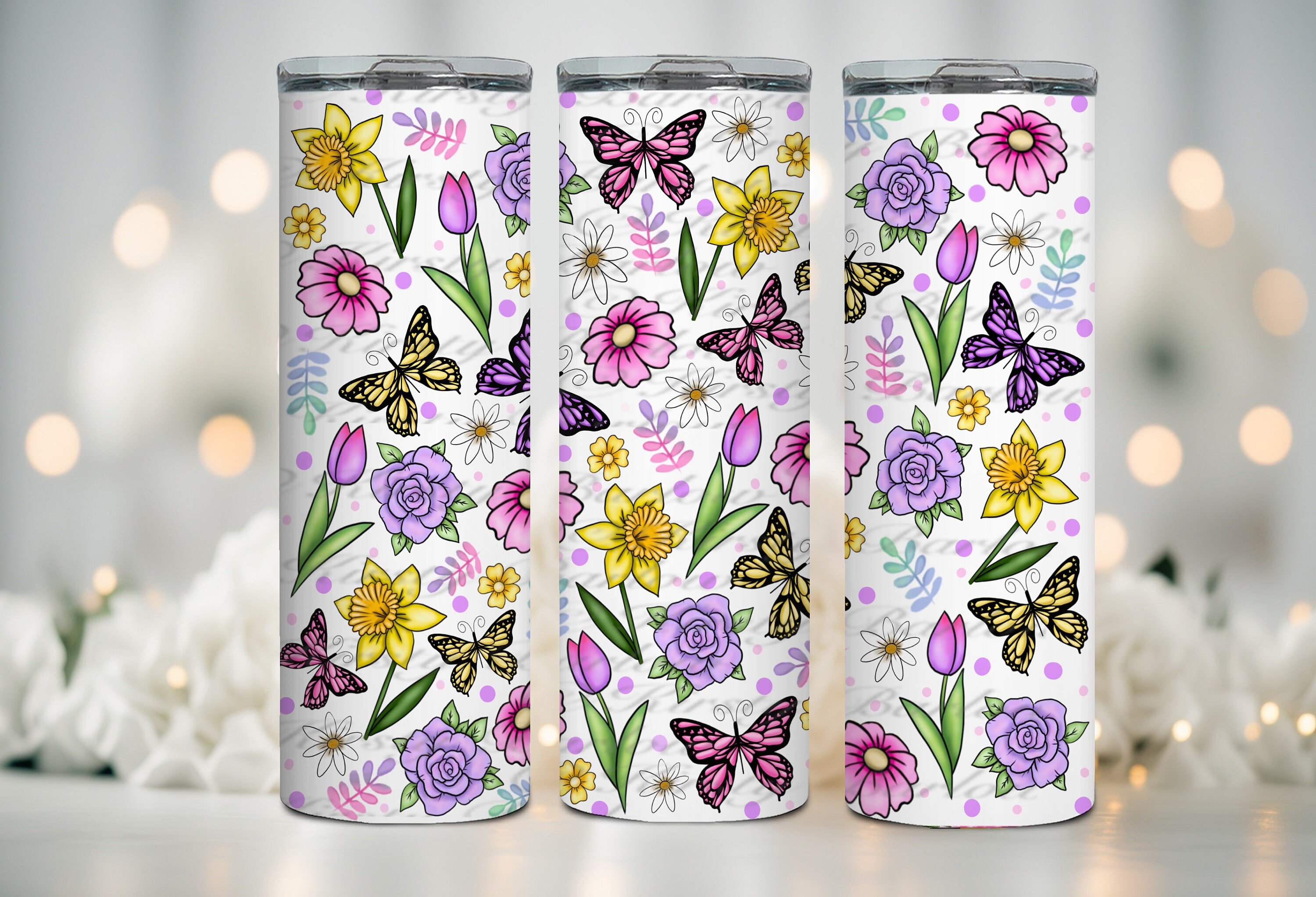 Spring floral flowers print tumbler wrap - Payhip