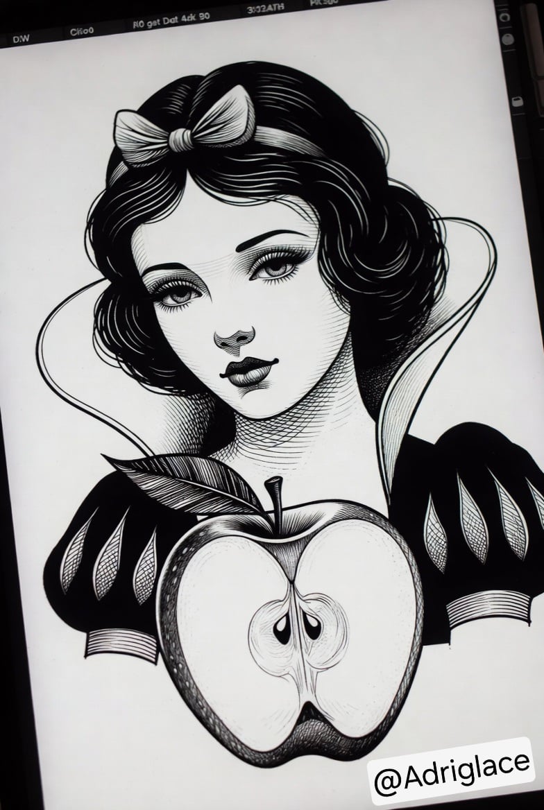 Pack 4 | Tatuagem Digital Branca de Neve – Estilo Aquarela Vibrante Premium  Pack 4 – Tatuagem Digital Branca de Neve Estilo Aquarela Vibrante, Cheia de Cor e Brilho ✨ Transforme sua pele (ou a de seus clientes) em uma obra de arte mágica! Esta ilustração