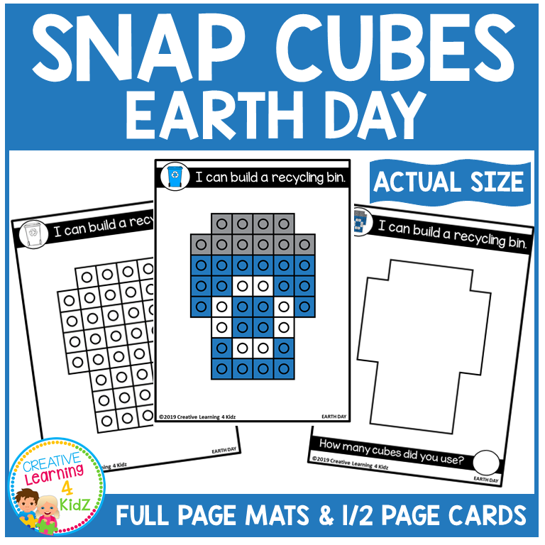 Earth Day Snap Cube Build & Count Activity Math & Fine Motor Skills STEM