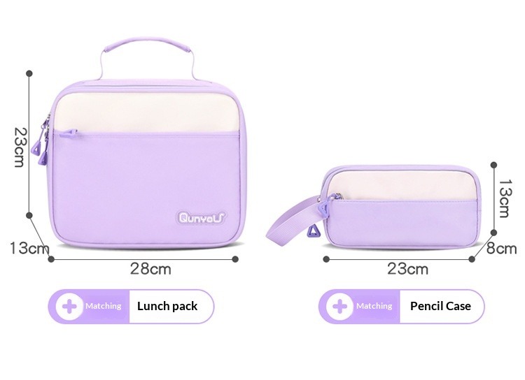 Girls waterproof school backpack set with lunch bag and pencil case