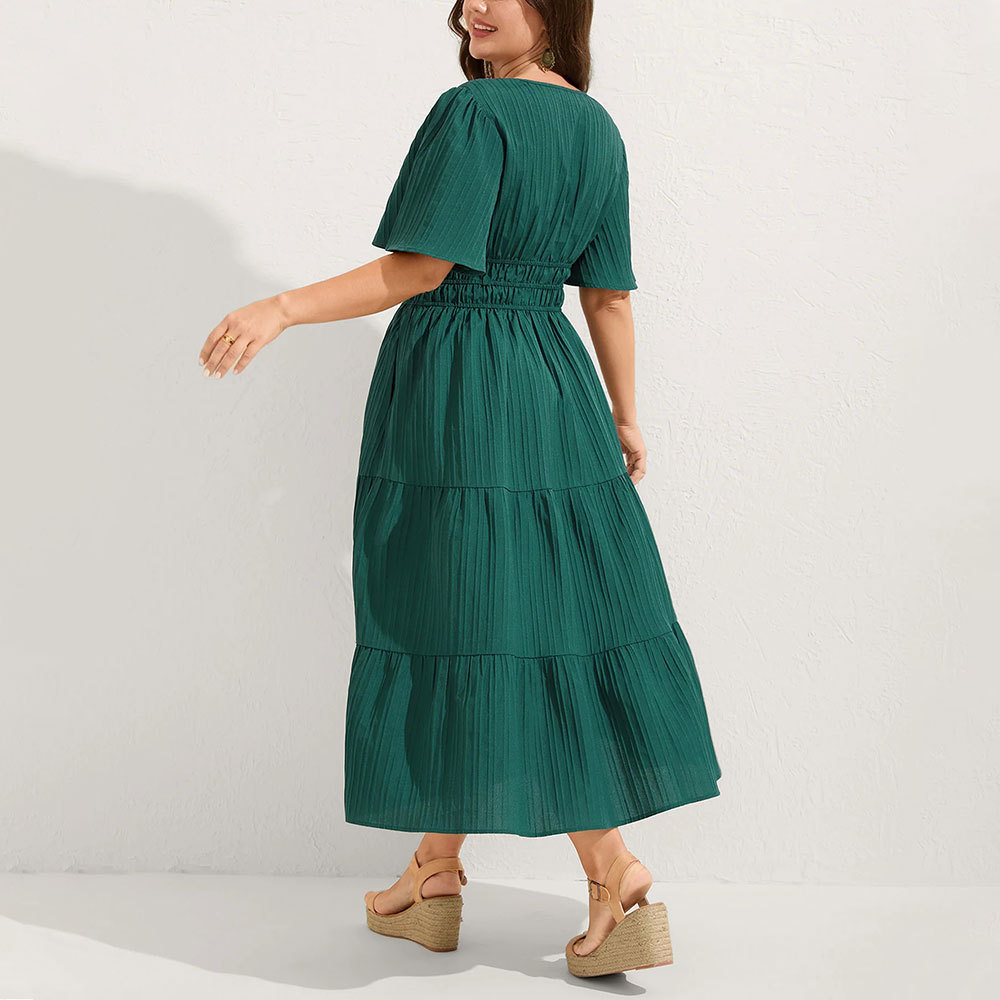 Stylish curvy women dress with layered skirt design