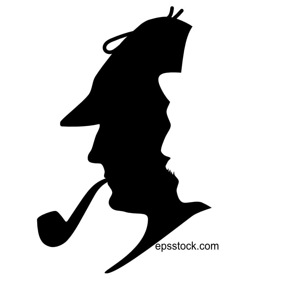 Sherlock Holmes and Dr. Watson, black isolated silhouette