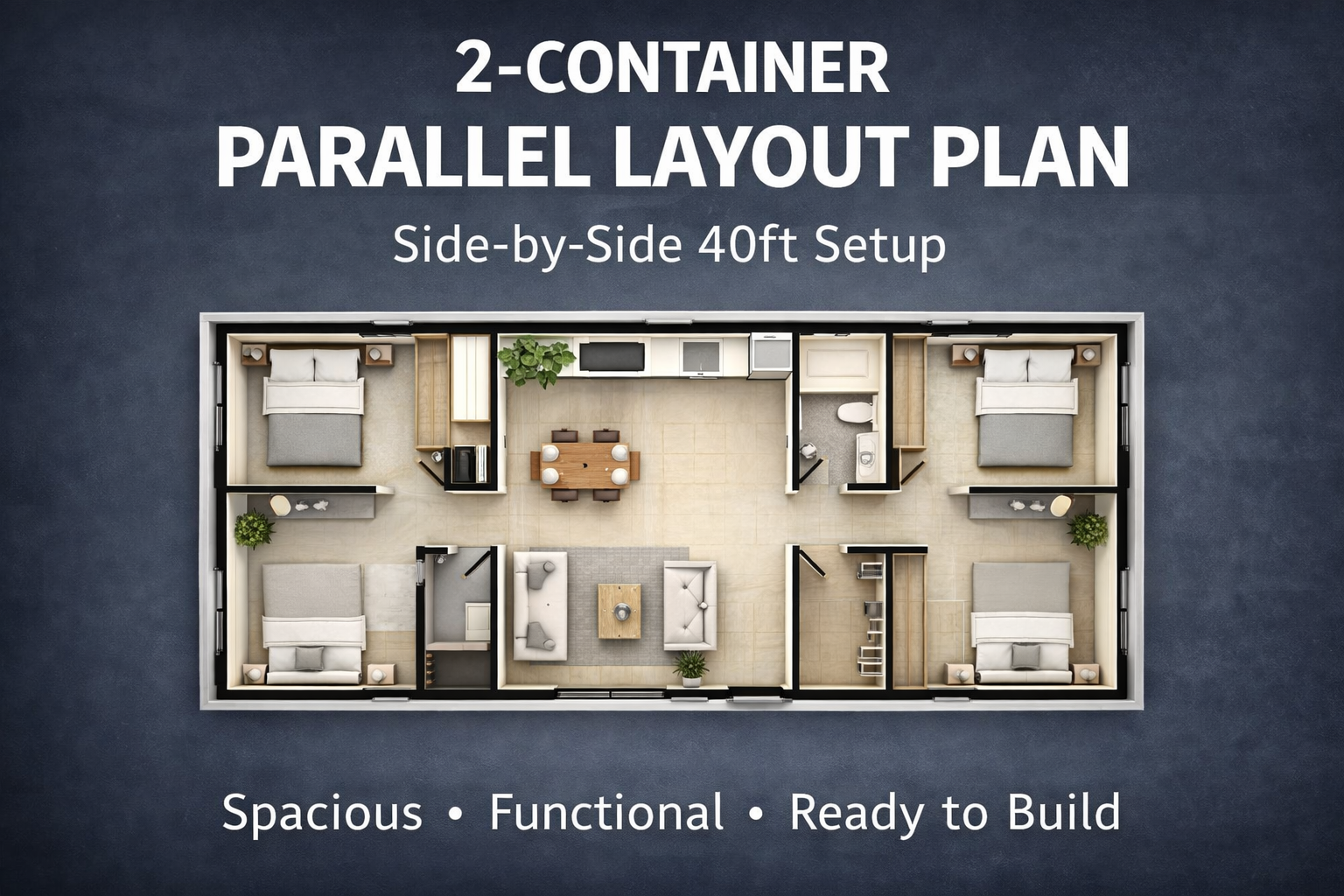 2-Container Parallel Layout Plan (Side-by-Side 40ft Setup) - Payhip