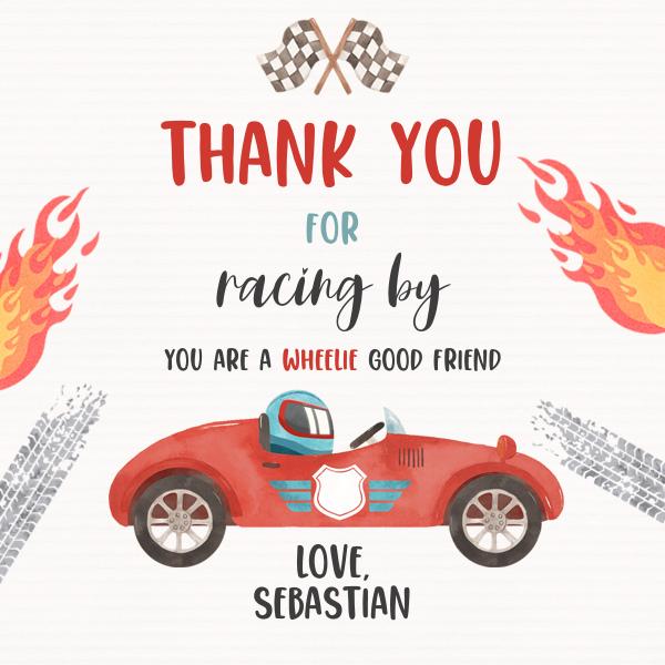 Two Fast Race Car Birthday Favor Tag | Editable Canva 2nd Birthday Tag