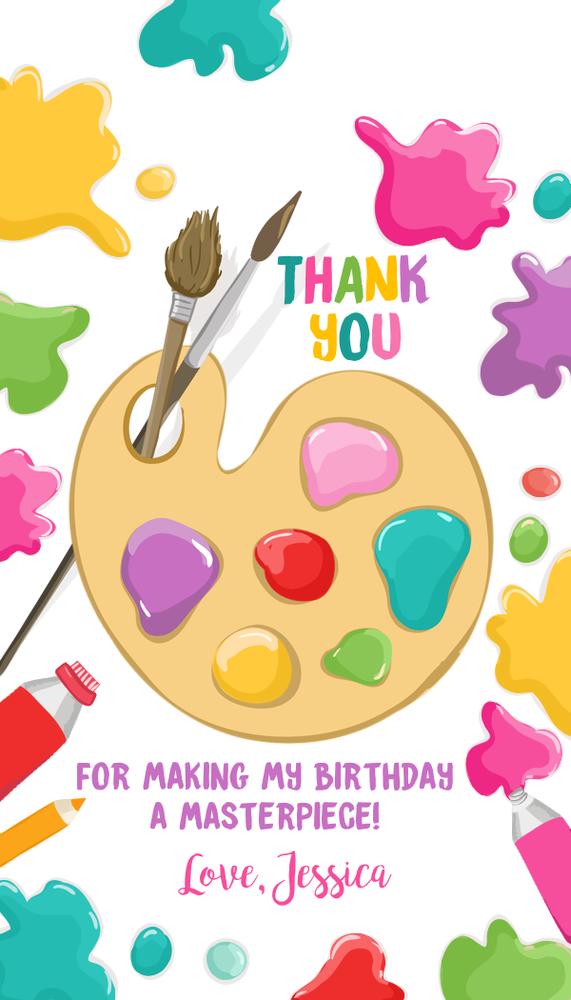 Art Party Favor Tags | Editable Pink Painting Birthday Gift Tag Template