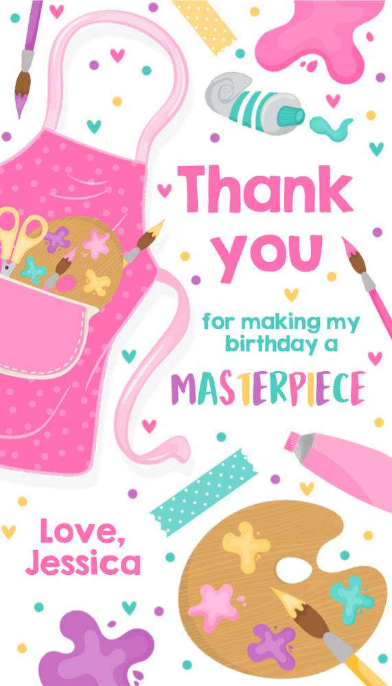 Editable Painting Birthday Party Favor Tags - Pink Art Canva Template