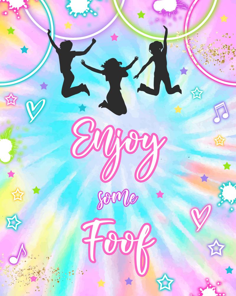 Tie Dye Glow Trampoline Birthday Food Sign | Editable Canva Template
