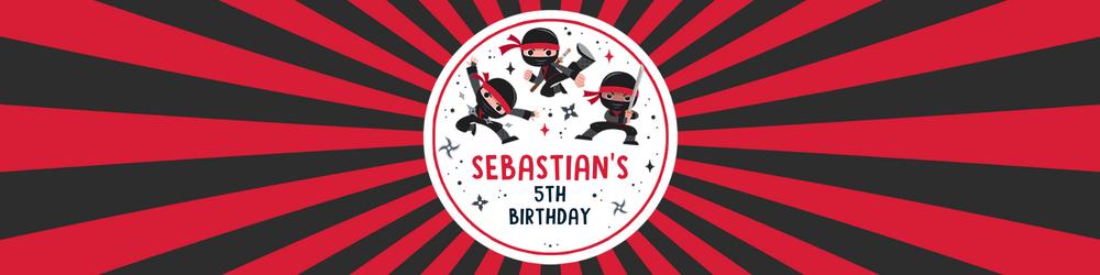 Editable Ninja Birthday Water Bottle Labels - Martial Arts Karate Party Wraps
