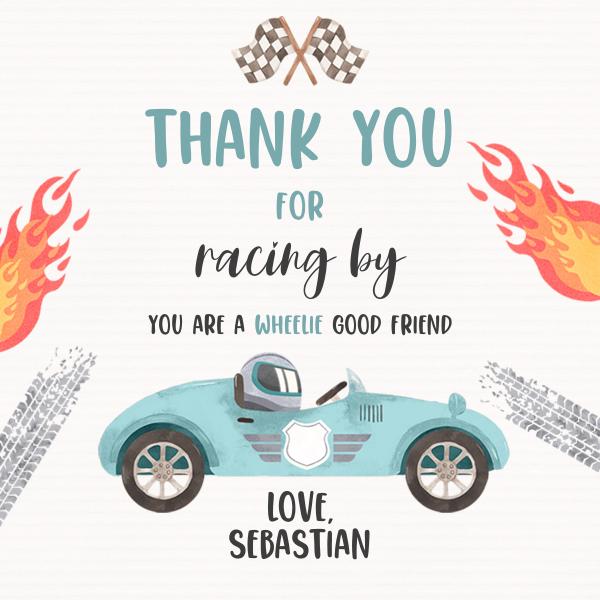 Two Fast Birthday Favor Tags | Race Car 2nd Birthday Editable Canva Template