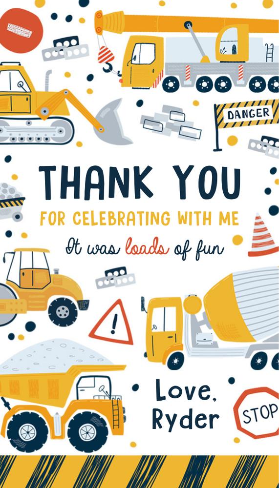 Editable Construction Birthday Favor Tags | Dump Truck & Excavator Canva Template