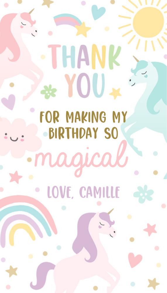 Editable Unicorn Birthday Luggage Tags - Pastel Rainbow Canva Template