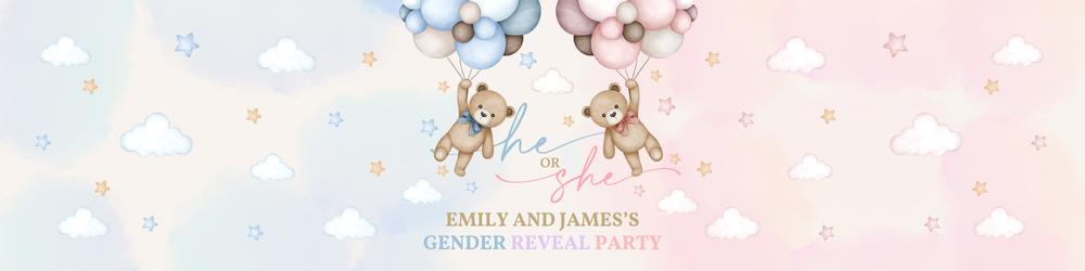 Teddy Bear Water Bottle Labels | Girl Baby Shower & Birthday Canva Template