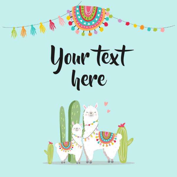 Llama Baby Shower Favor Tags | Editable Blue Fiesta Thank You Stickers