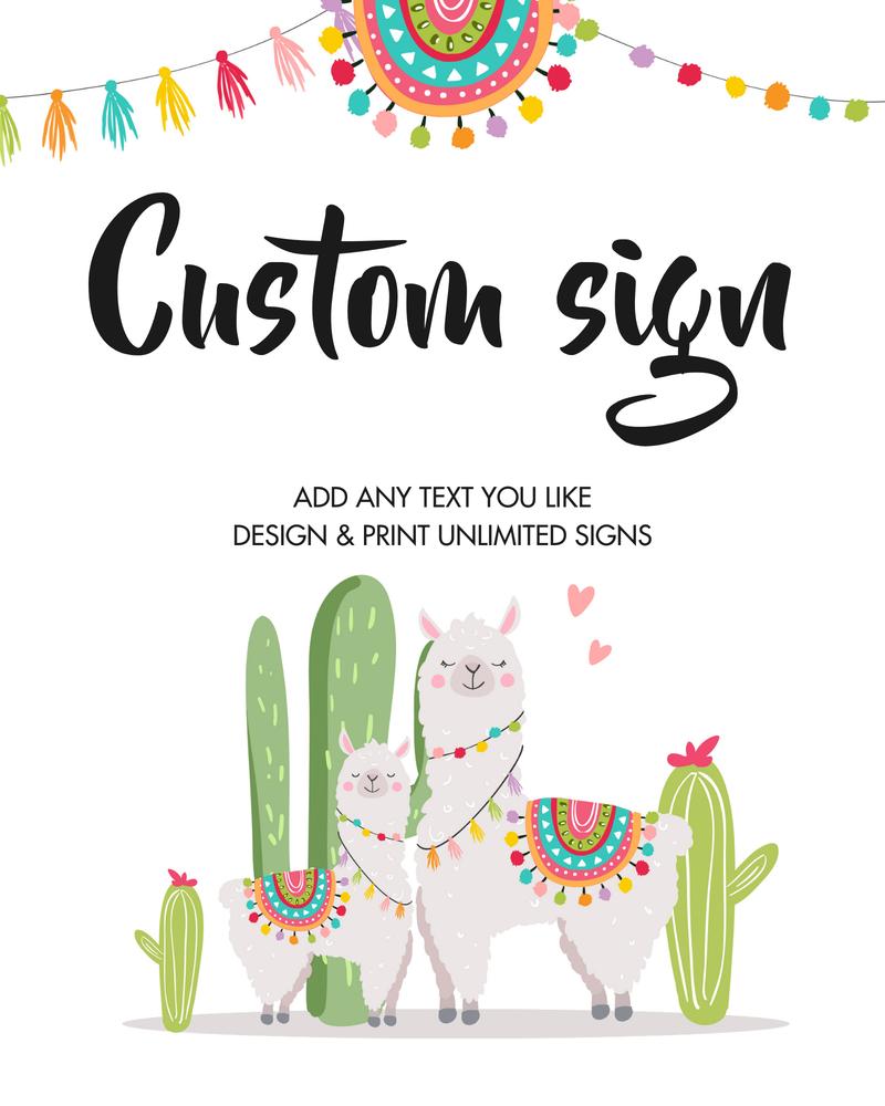 Editable Llama Fiesta Baby Shower Sign | 8x10 Canva Template