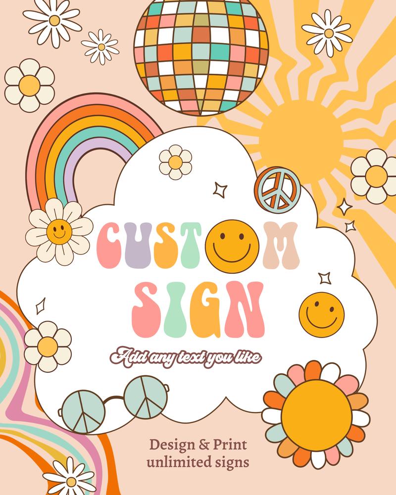 One Groovy Babe Birthday Sign | Retro Daisy 1st Birthday Canva Template 8x10