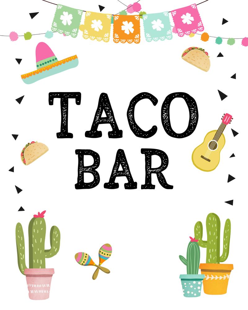 Fiesta Taco Bar Sign Template | Editable Cactus Bridal or Baby Shower Decor