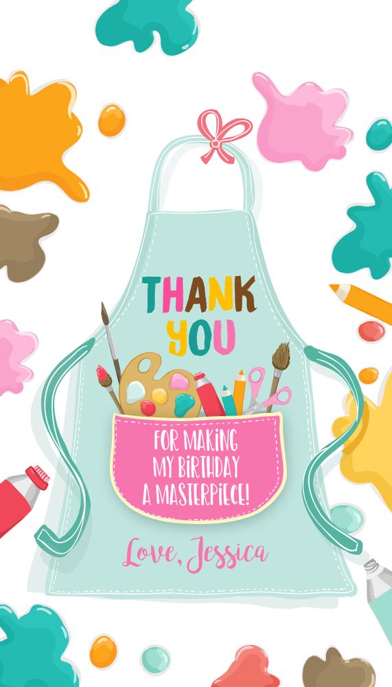 Editable Art Party Favor Tags - Pink Painting Birthday Thank You Label