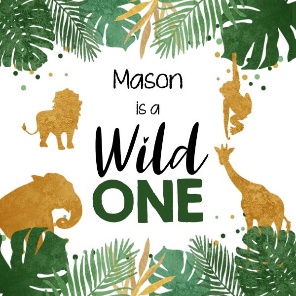 Editable Safari Wild One Thank You Tags | Gold & Black Jungle Favor Labels