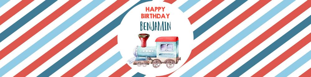 Editable Train Water Bottle Labels | Red Blue Boy Birthday Party Decor