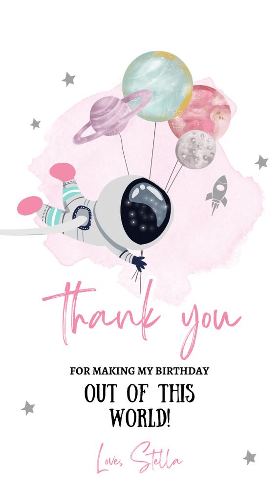 Editable Outer Space Astronaut Favor Tags - Galaxy Birthday Thank You Labels