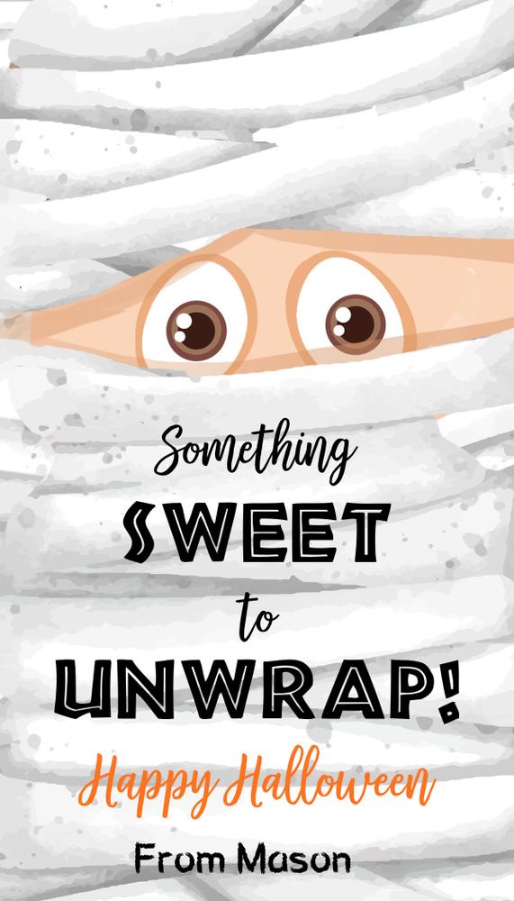 Editable Mummy Halloween Favor Tags | DIY Trick or Treat Canva Template
