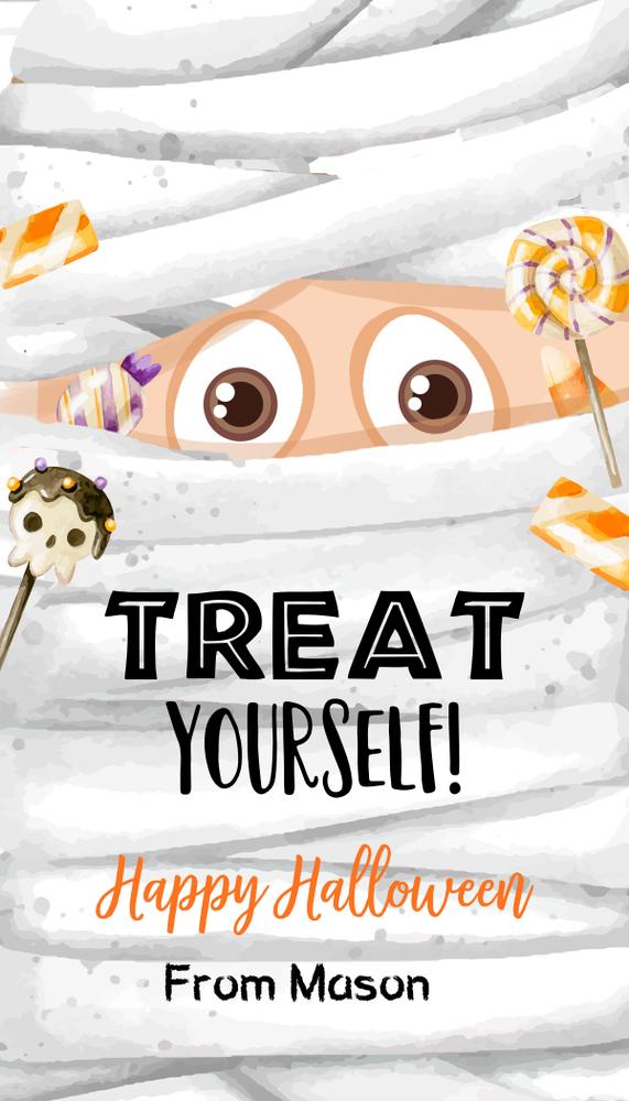 Mummy Halloween Favor Tags | Editable Canva Gift Tag Template | Costume Party