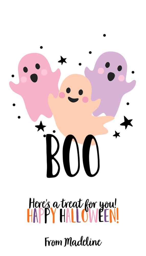 Editable Halloween Boo Gift Tags | Halloween Party Favor Tag Canva Template