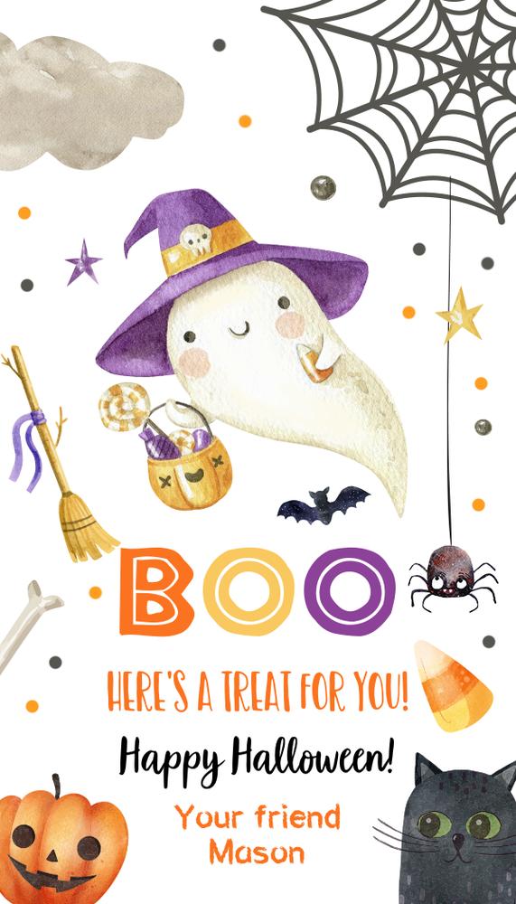 Editable Halloween Favor Tags | Boo Ghost Gift Tags Canva Template