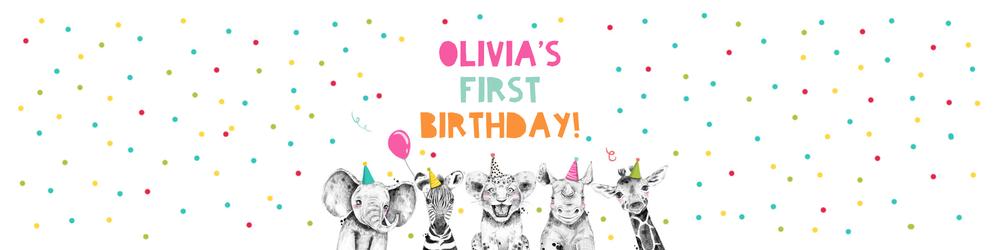 Wild One Safari Water Bottle Labels | Editable Party Animals Birthday Template