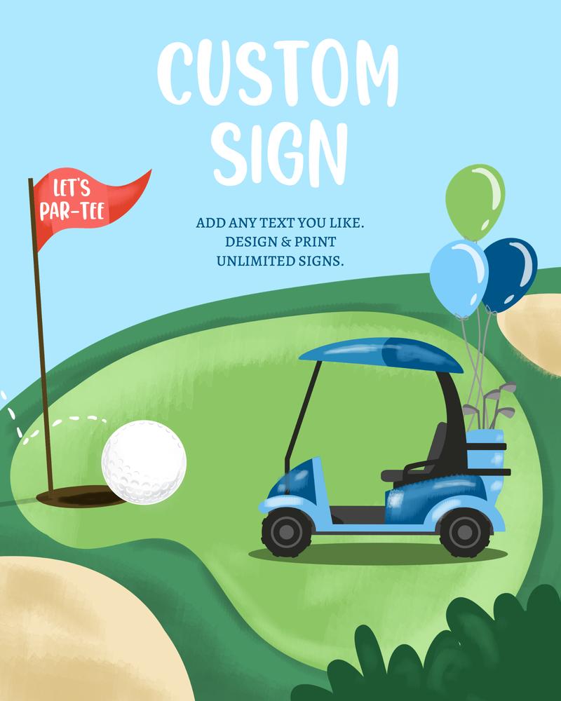 Editable Golf Hole in One Birthday Table Sign - 8x10 Canva Template