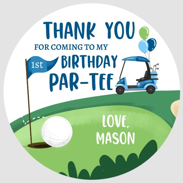 Golf Par-tee Favor Tags | Editable First Birthday Thank You Stickers