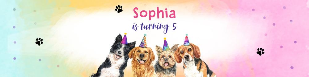 Pink Dog Birthday Water Bottle Labels | Editable Puppy Party Drink Wraps