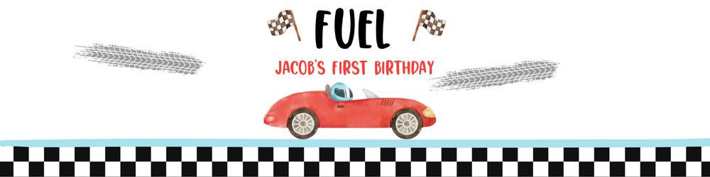 Race Car Water Bottle Labels | Editable Red Racing Birthday Template