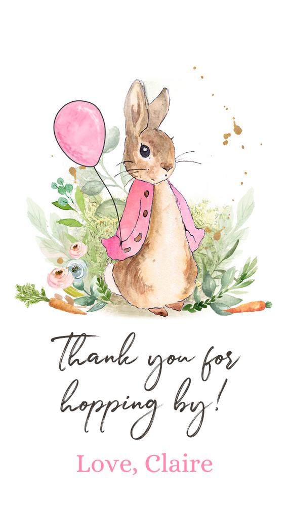 Editable Flopsy Bunny Favor Tags - Girl Birthday Thank You Labels - Canva
