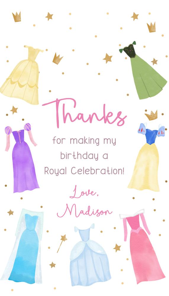 Editable Princess Birthday Favor Tags - Magical Pink Dress Thank You Label