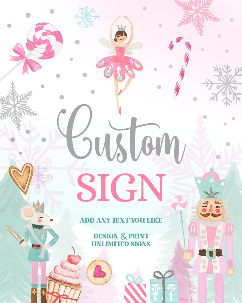 Nutcracker Birthday Table Sign | Editable Land of Sweets Party Decor Canva