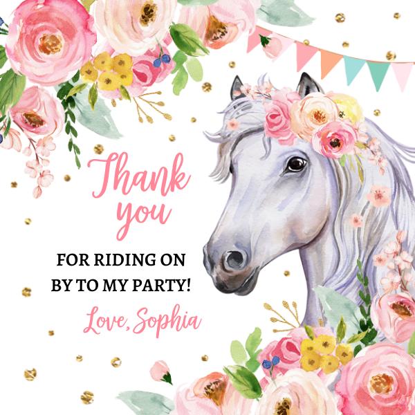 Editable Cowgirl Favor Tags | Horse Birthday Thank You Sticker Canva Template