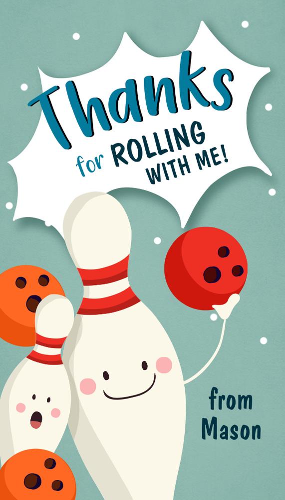 Bowling Party Favor Tags | Editable Canva Birthday Thank You Labels