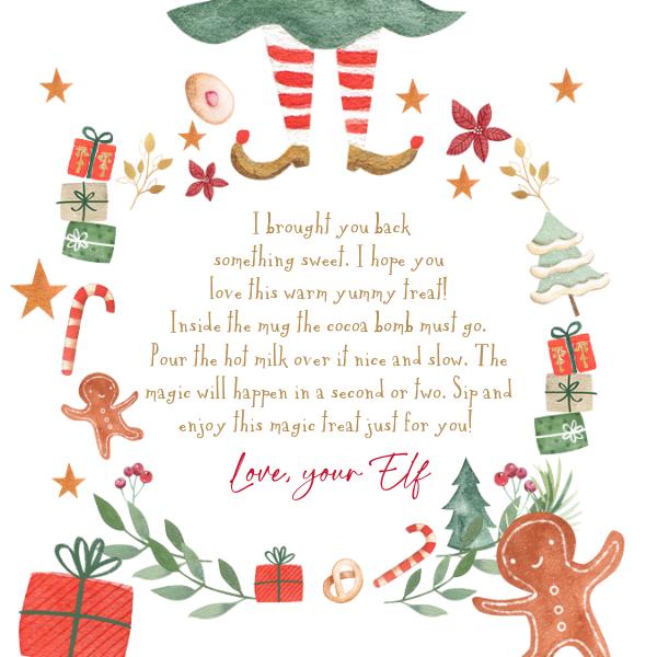 Editable Elf Hot Chocolate Bomb Tags | Christmas Cocoa Instructions Template