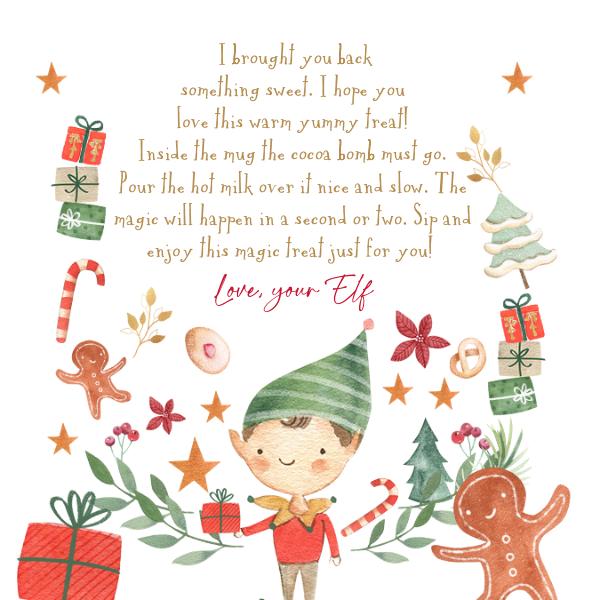Editable Elf Hot Chocolate Bomb Tags | Christmas Cocoa Instructions Template