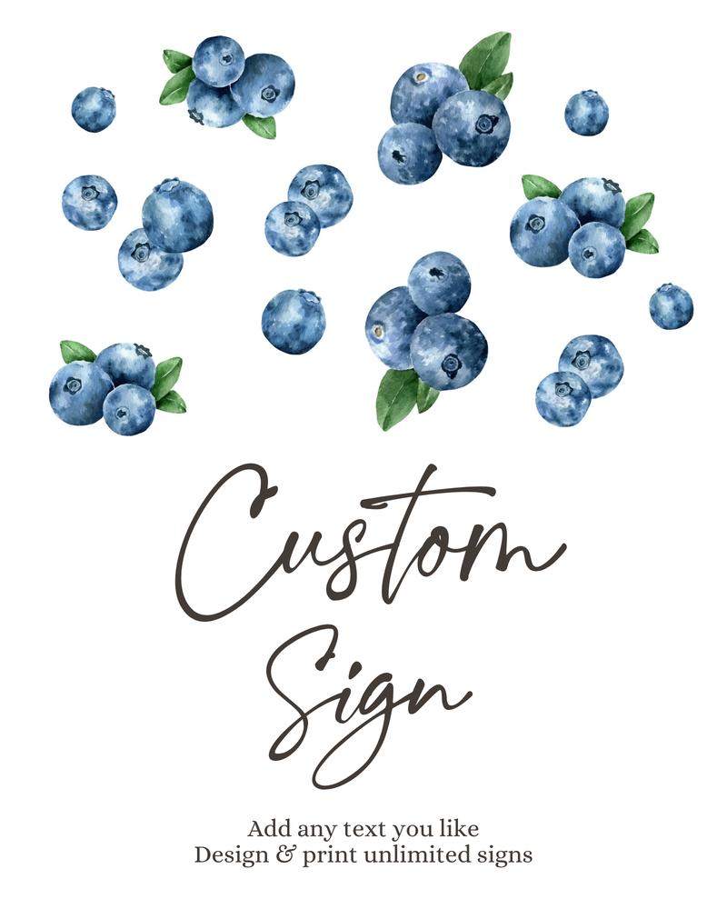 Berry First Birthday Sign | Editable Blueberries Party Decor | 8x10 Canva Template