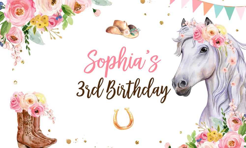 Saddle Up Horse Birthday Backdrop | Editable Cowgirl Party Sign Template