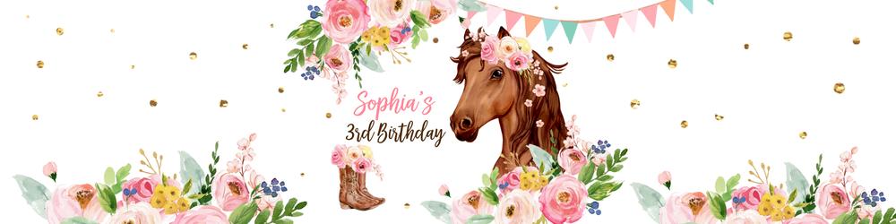 Editable Horse Water Bottle Labels | Pink Floral Cowgirl Birthday Template