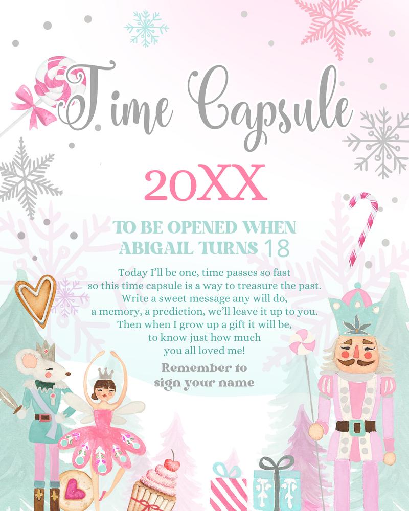 Nutcracker First Birthday Time Capsule Girl Land of Sweets Fairy Guestbook Canva