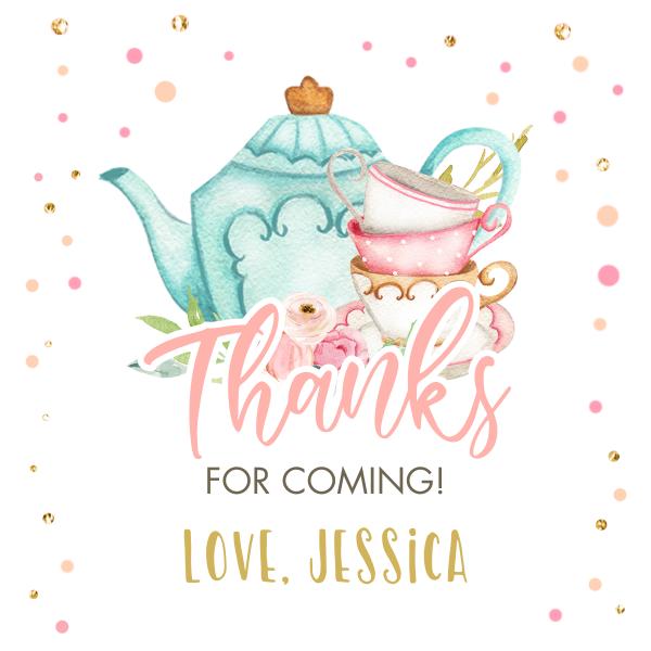 Editable Tea Party Baby Shower Favor Tags | Pink & Gold Baby is Brewing