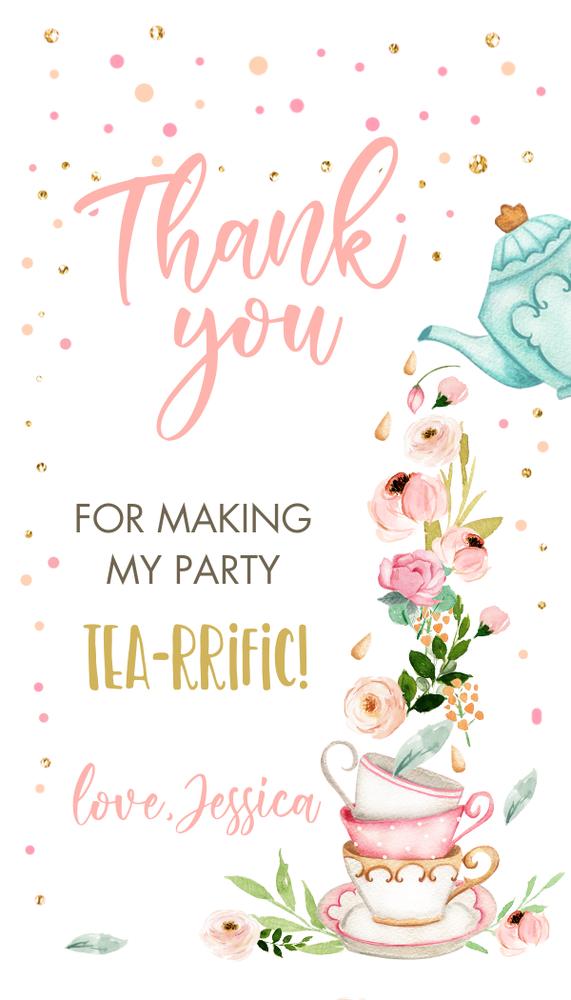 Tea for Two Birthday Favor Tags | Editable Garden Floral Tea Party Labels