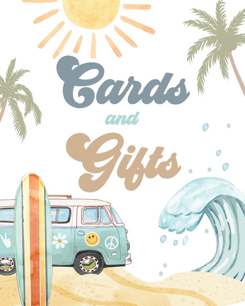Retro Surf Birthday Cards and Gifts Sign | Editable Canva Beach Party Decor