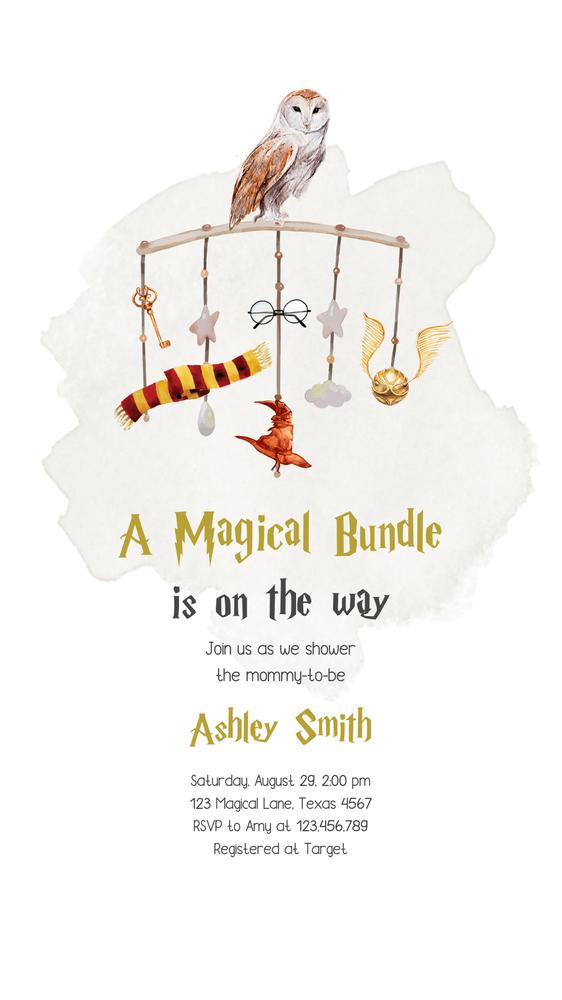 Wizard Baby Shower Invite Bundle | Editable Magical School Canva Template