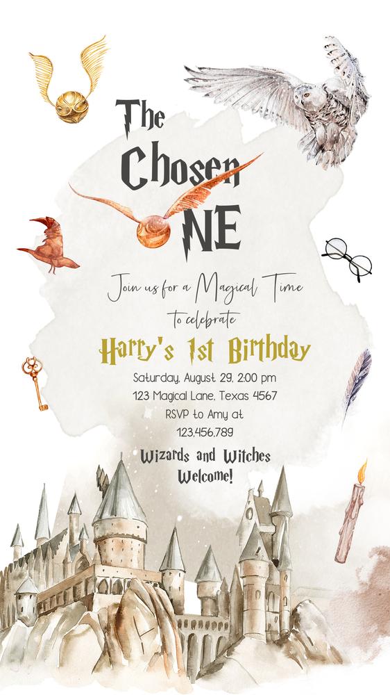 Wizard Birthday Invitation | Magical School Phone Invite | Editable Canva Template